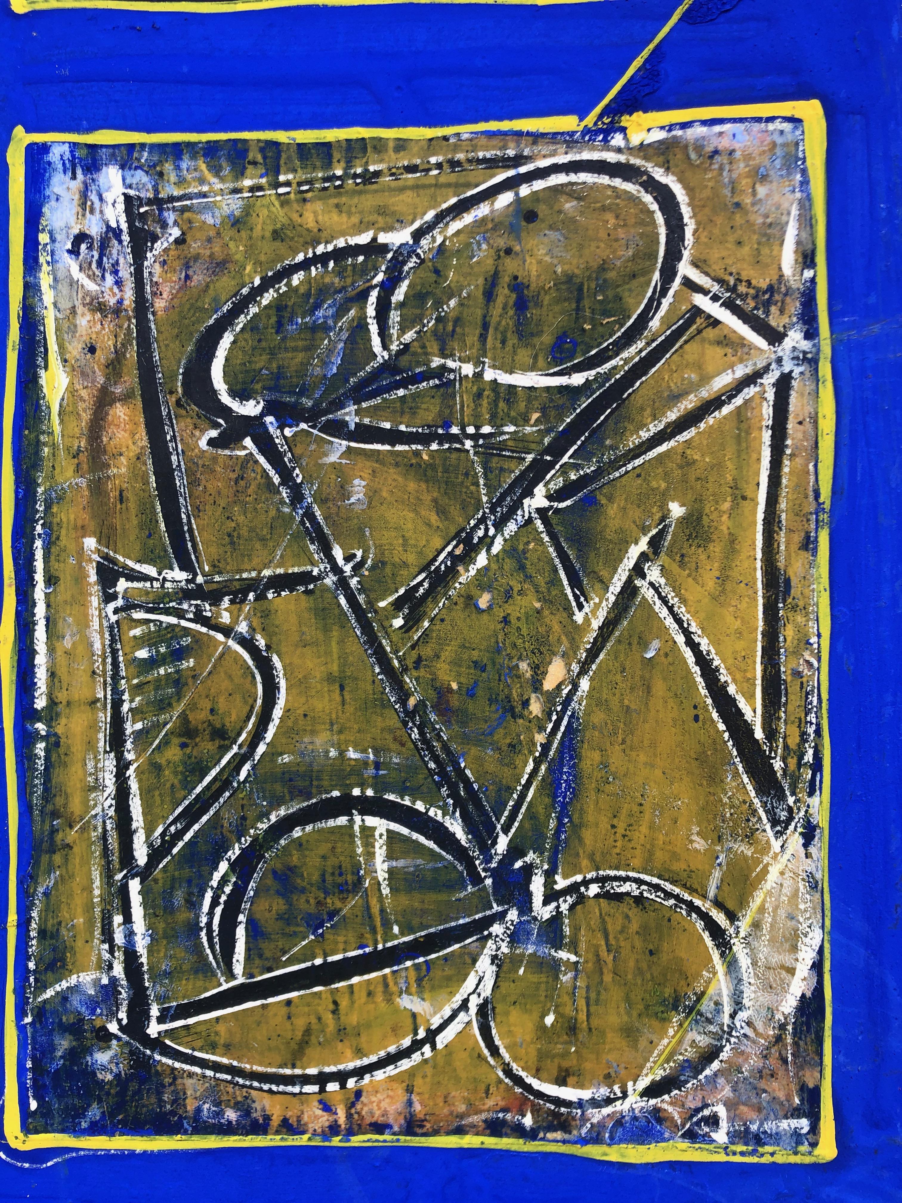 Musica alla finestra blu astratto 3