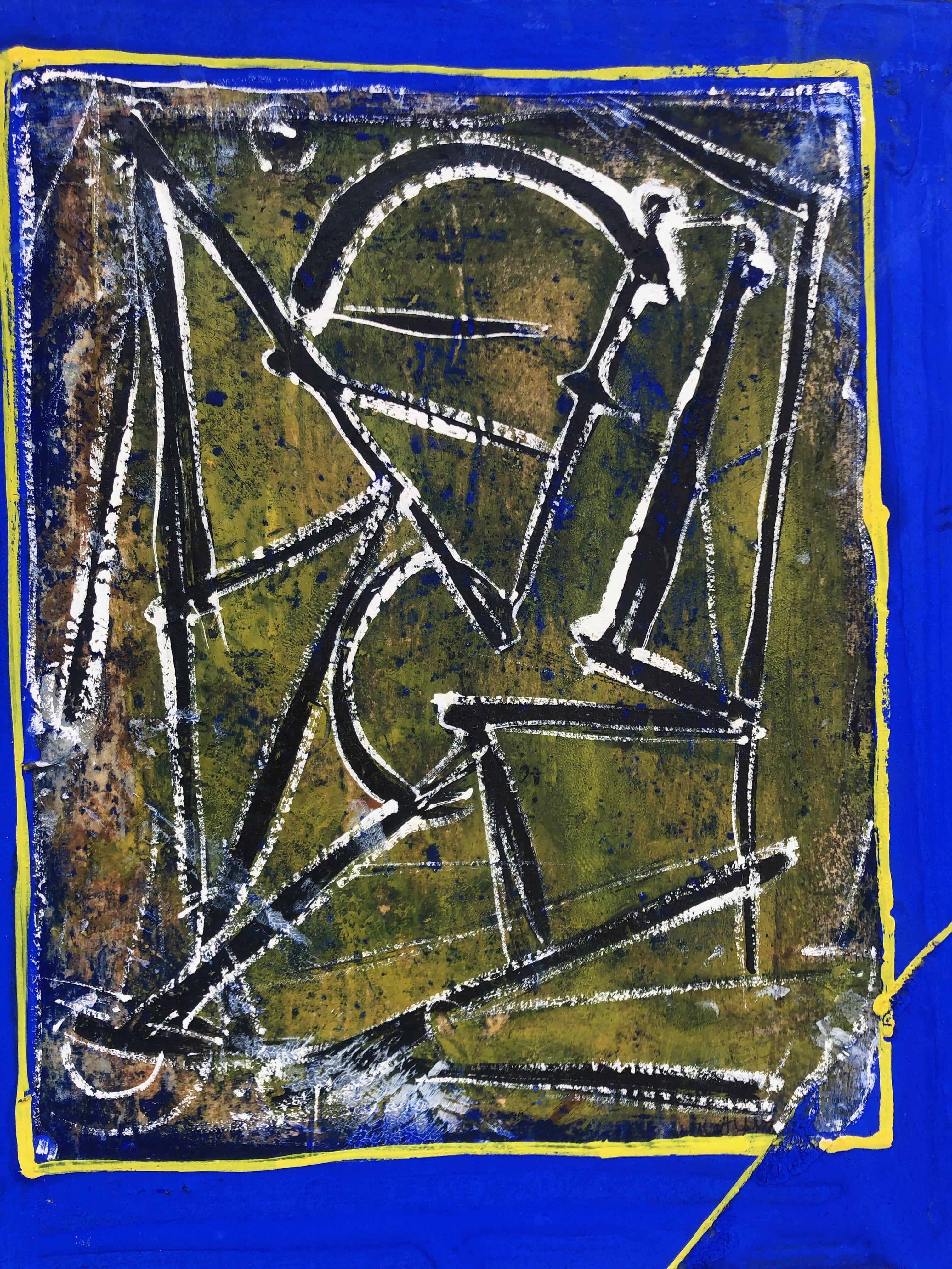 Musica alla finestra blu astratto 4