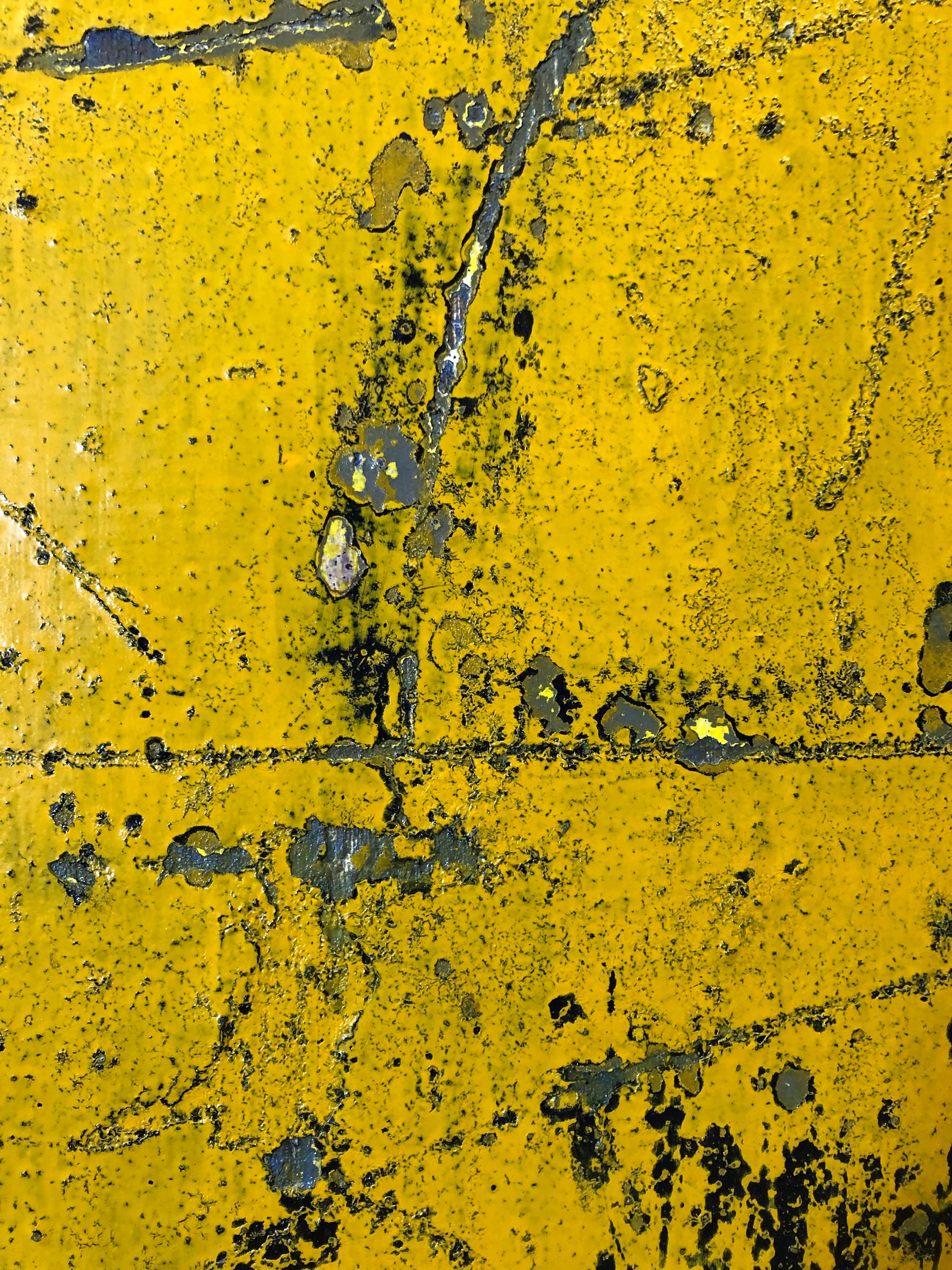 Tracks Of The Future Contemporary Yellow Gray Abstract - Abstract Expressionist Painting by Alexander Gore