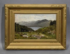 Antique American Hudson River School Oil Painting on Paper Landscape Sketch