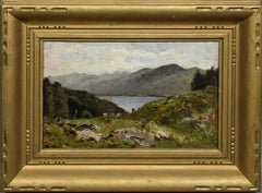 Antique American Hudson River School Oil Painting on Paper Landscape Sketch