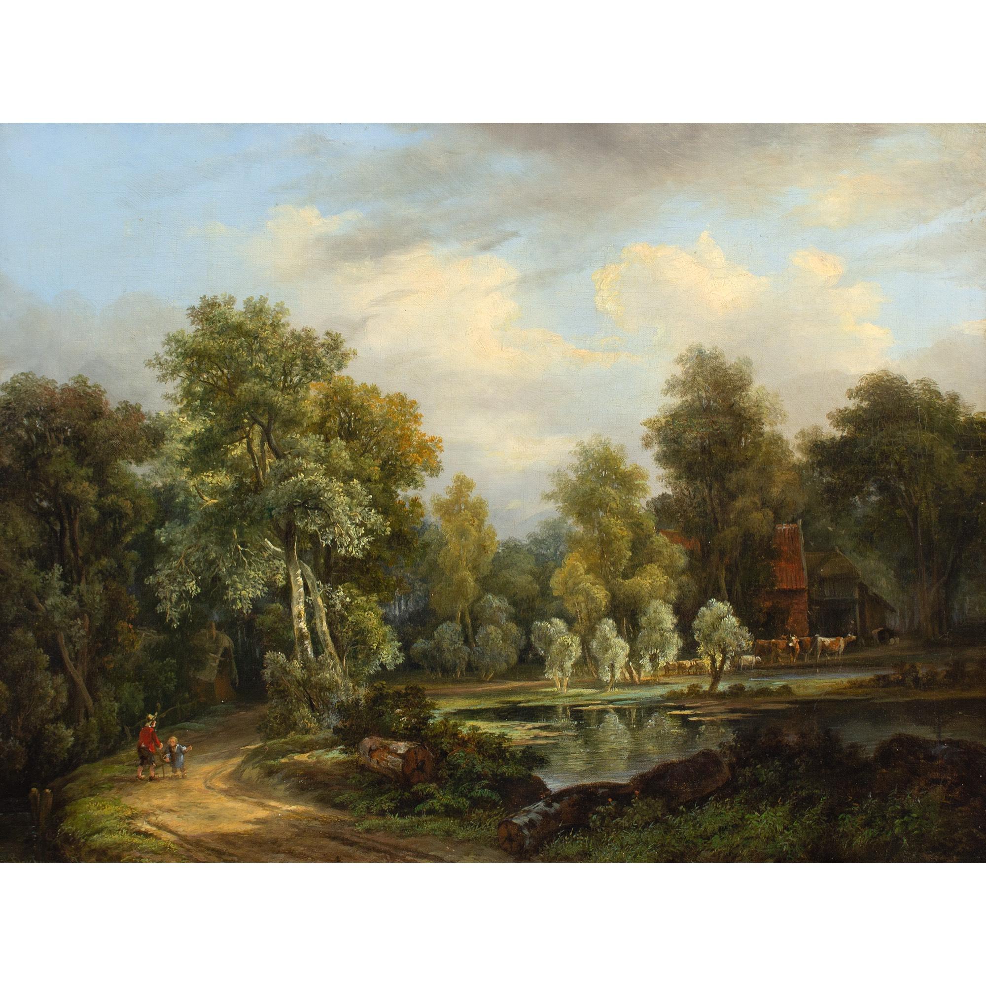 Alexander Hieronymus Bakhuyzen, Landscape With Cottage, Figures & Cattle 1