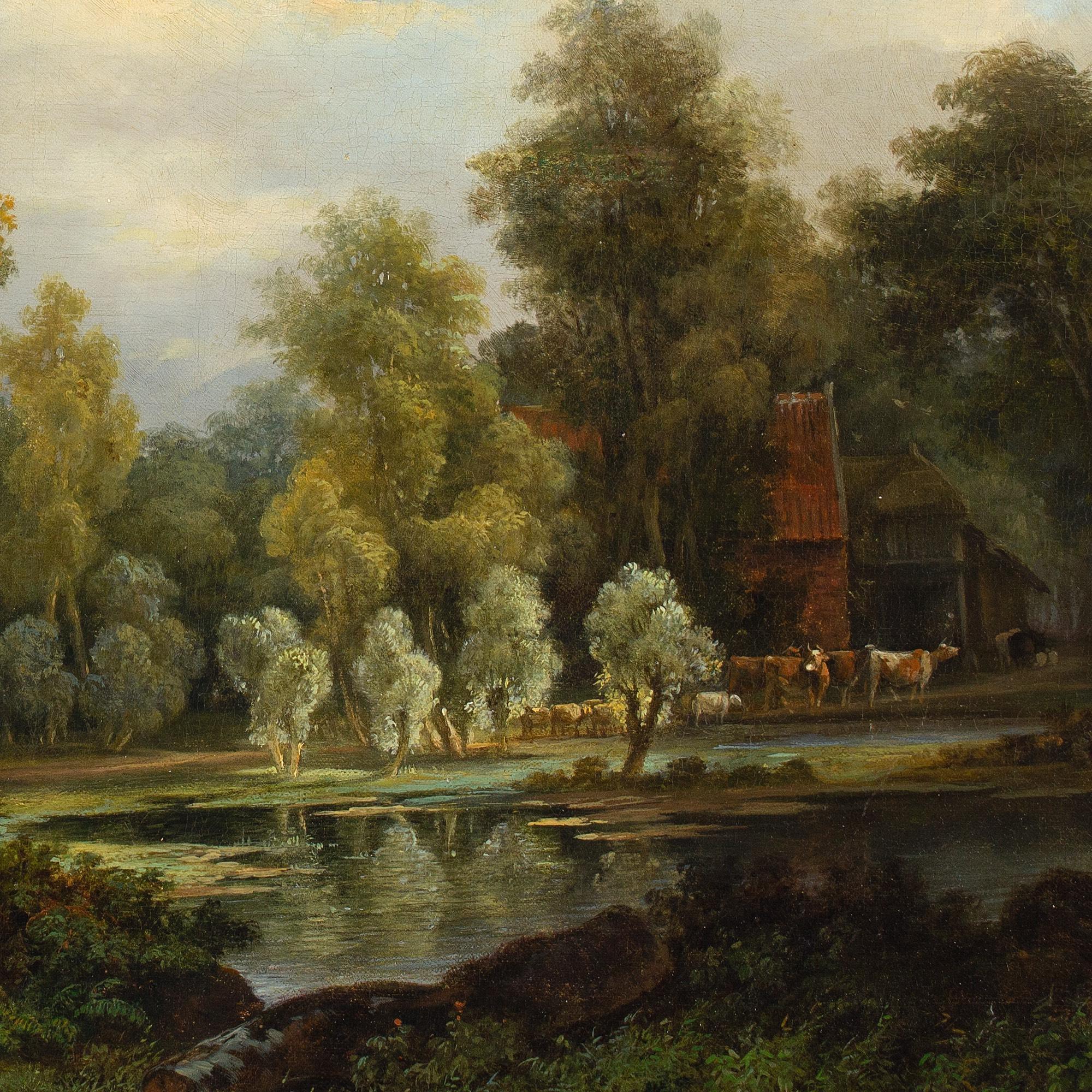 Alexander Hieronymus Bakhuyzen, Landscape With Cottage, Figures & Cattle 5