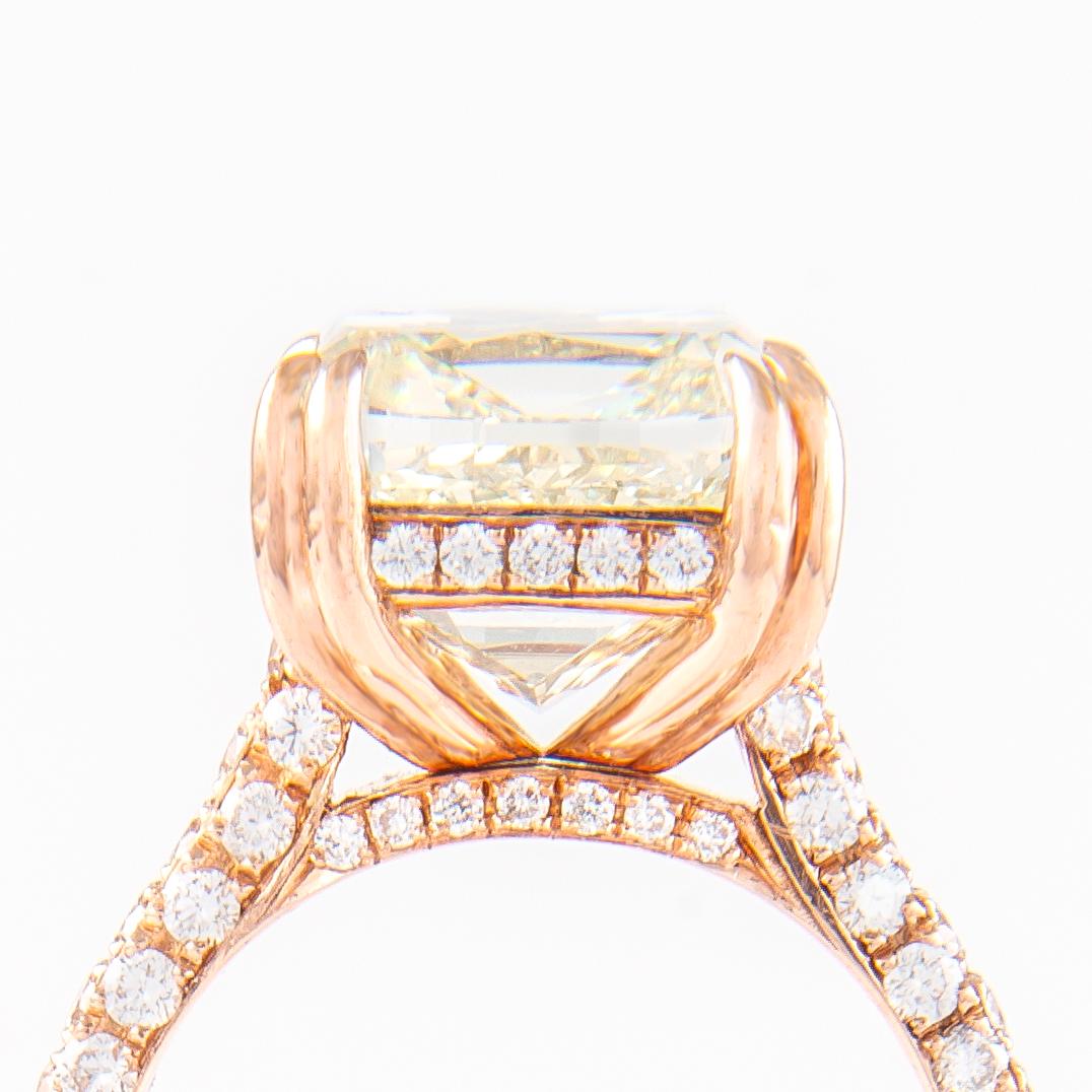Alexander HRD Certified 10.01ct Cushion Diamond Solitaire Ring 18k Rose Gold For Sale 1