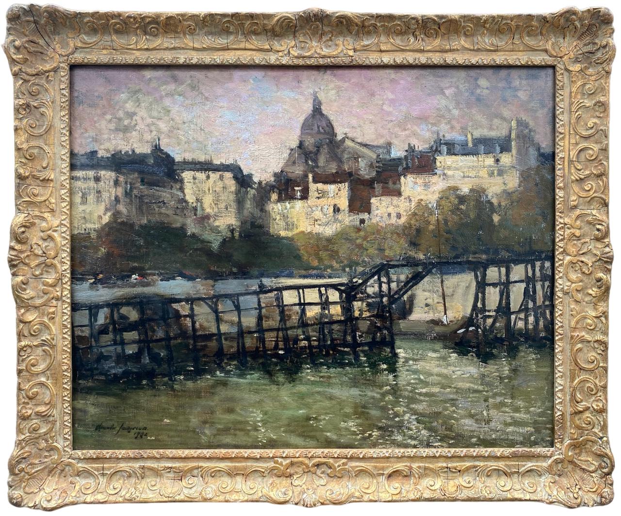 Uno scozzese a Parigi, 1902 Cielo rosa sulla Senna Quadro impressionista - Painting di Alexander Jamieson