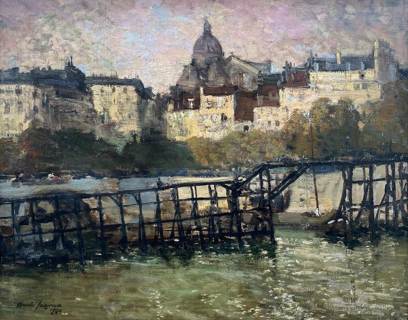 Uno scozzese a Parigi, 1902 Cielo rosa sulla Senna Quadro impressionista - Painting Impressionismo di Alexander Jamieson