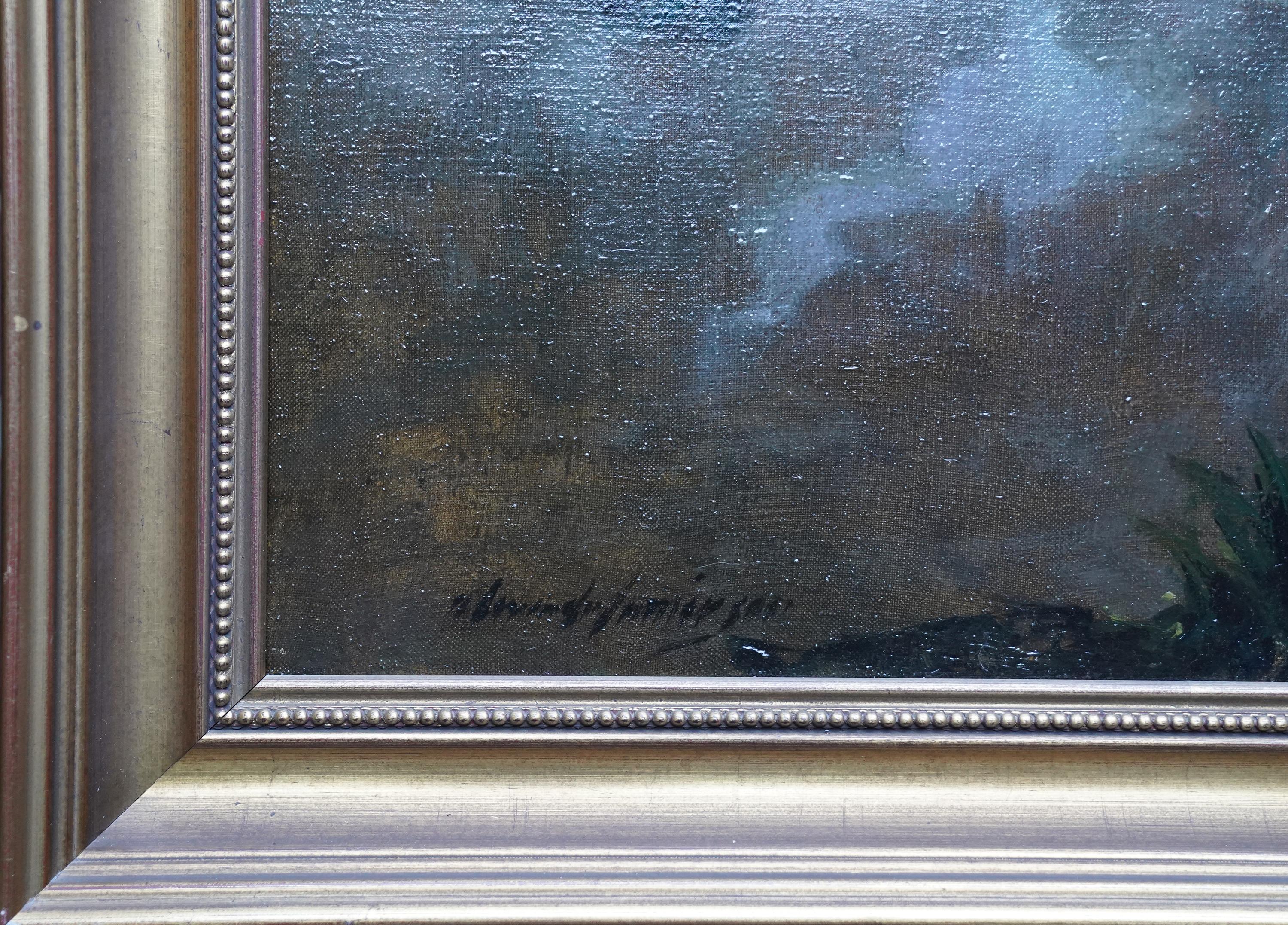 Evening on the Lake - Schottisches Ölgemälde einer impressionistischen Landschaft im Edwardianischen Stil im Angebot 10