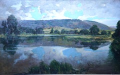 Evening on the Lake - Scottish Edwardian Impressionist landscape oil painting