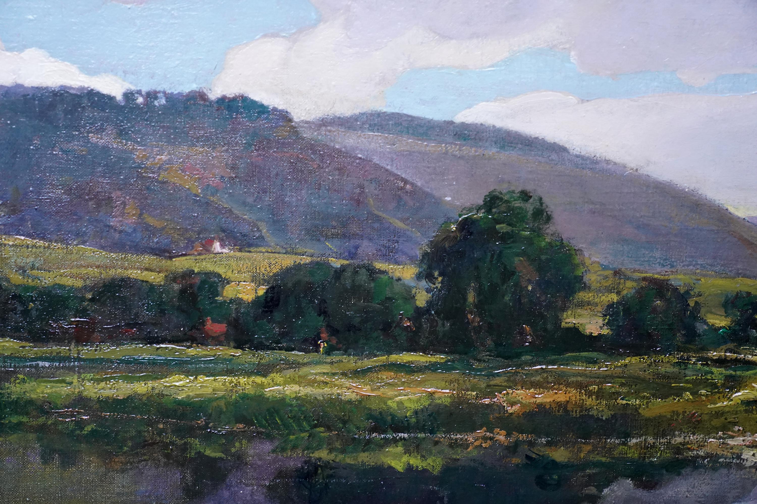 Evening on the Lake - Schottisches Ölgemälde einer impressionistischen Landschaft im Edwardianischen Stil im Angebot 2