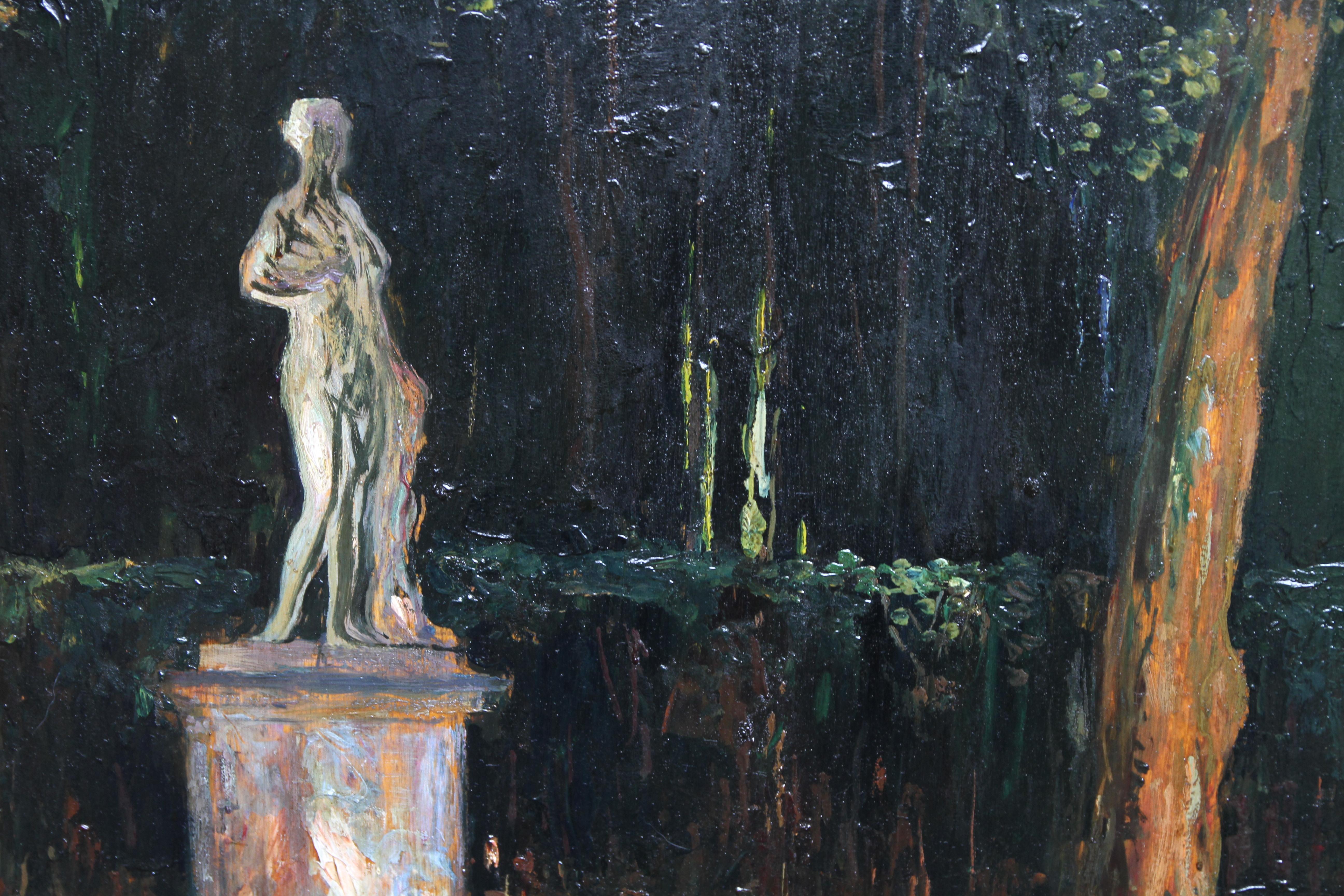 Garden Landscape - Scottish Impressionist oil painting statue Versailles France For Sale 7