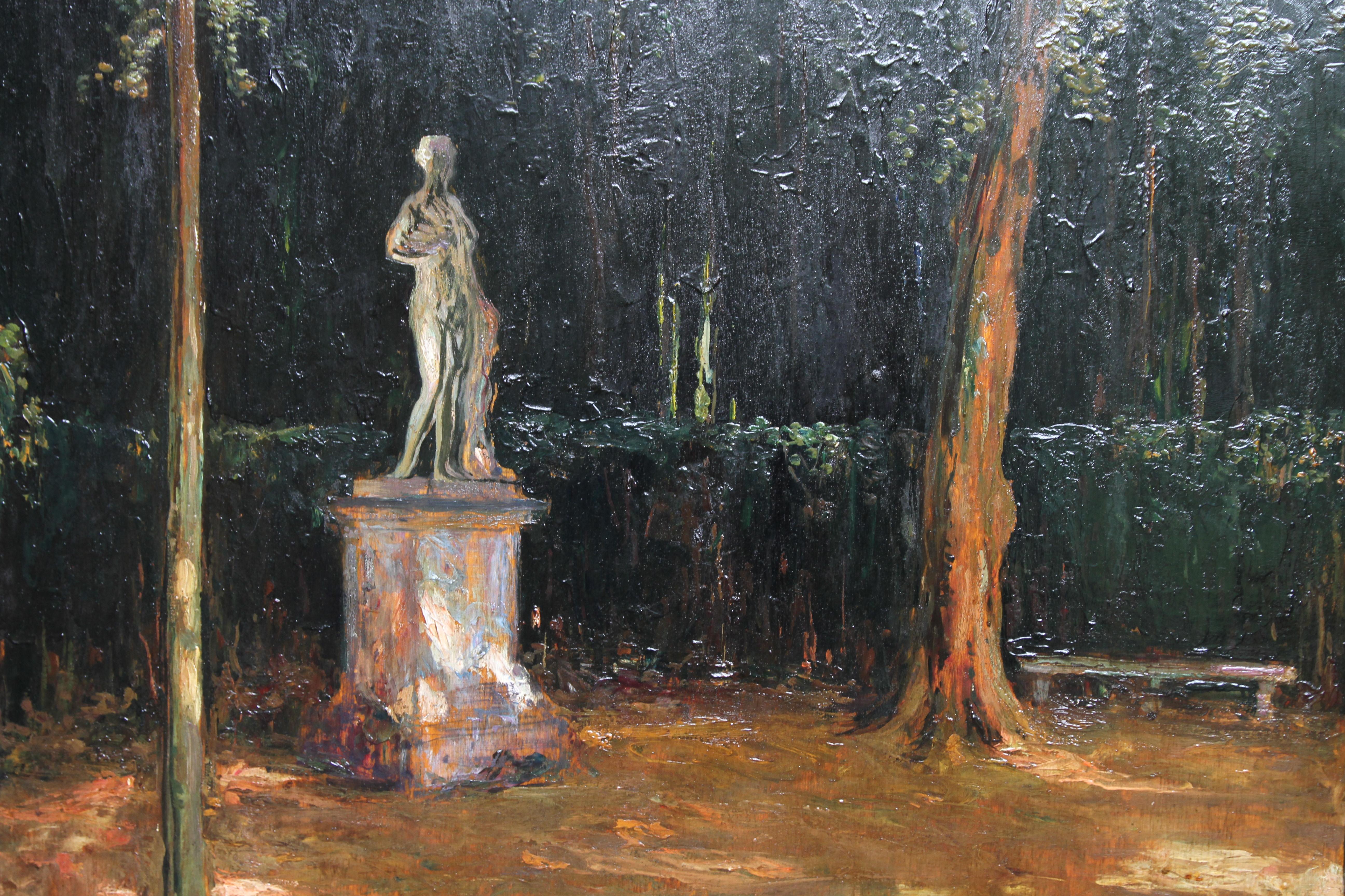 Garden Landscape - Scottish Impressionist oil painting statue Versailles France For Sale 1