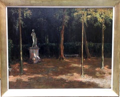 Vintage Garden Landscape - Scottish Impressionist oil painting statue Versailles France