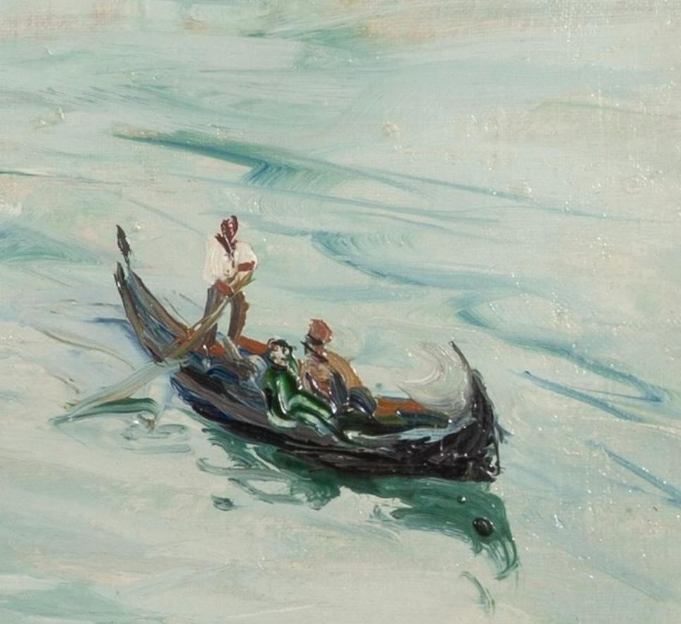Venezia dal ponte della S.S. Orfod, 1931 - Pittura ad olio con paesaggio urbano e barche in vendita 1
