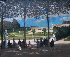 Versailles - Scottish Edwardian art French garden landscape exh. oil painting