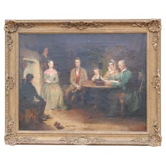 19th Century Oil on Canvas Tavern Scene