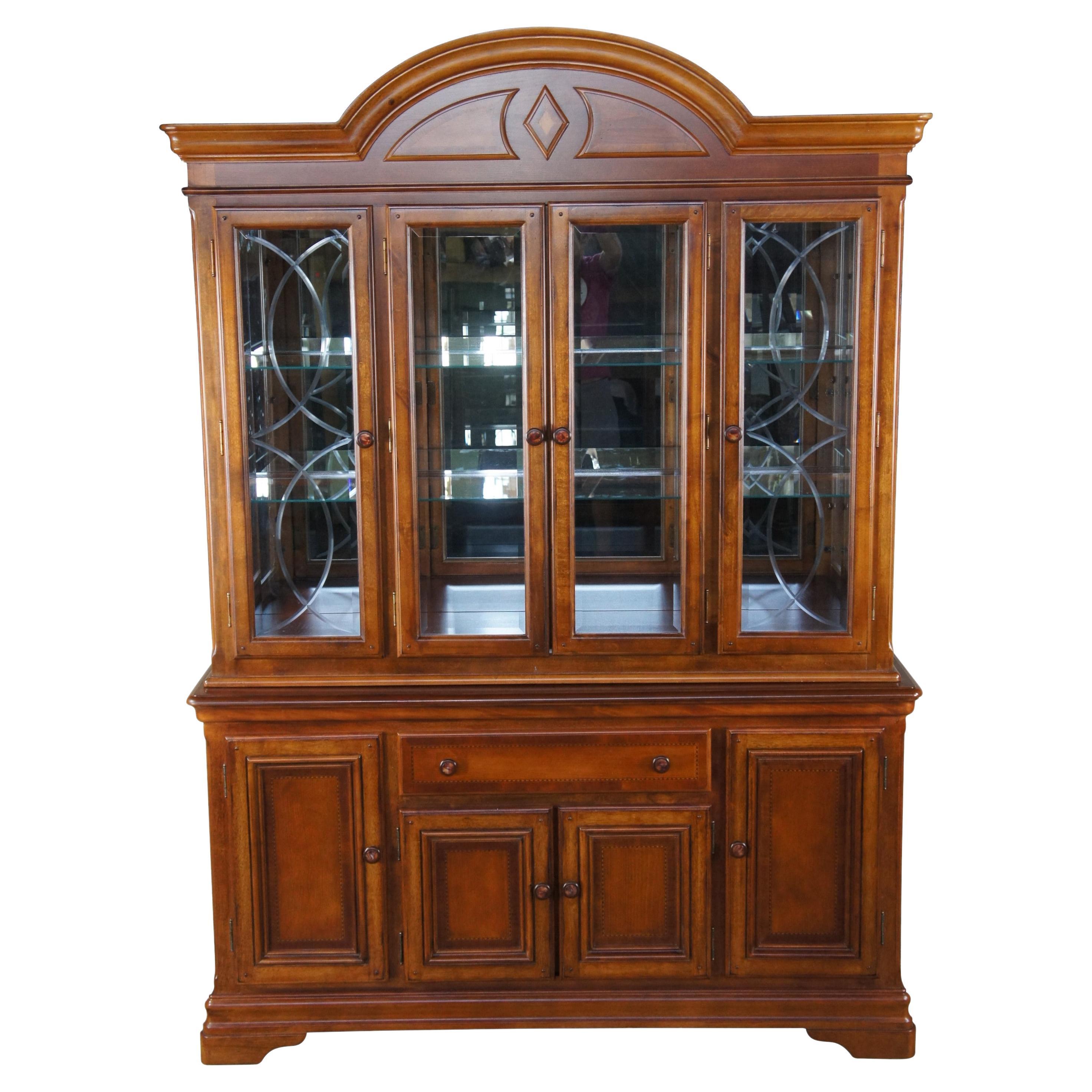 Alexander Julian Home Colours Neoclassical Cherry China Display Cabinet Hutch For Sale