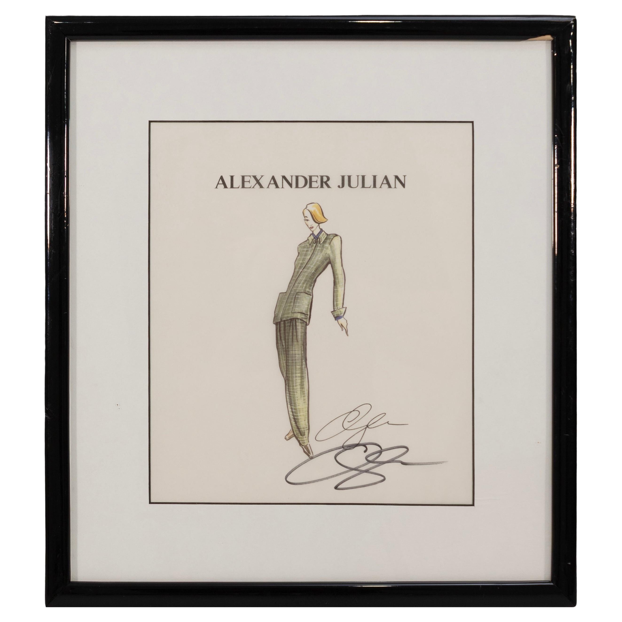 Alexander Julian - Illustrazione di moda vintage, pennarello a colori e schizzo a inchiostro