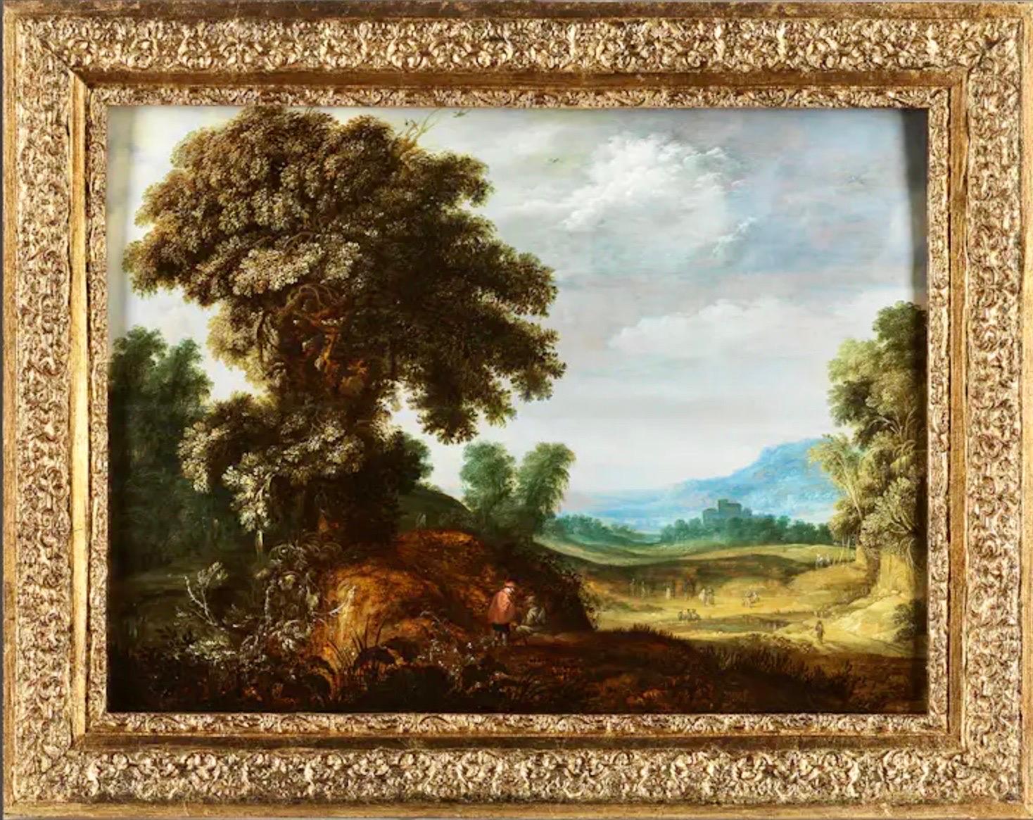 17th century Flemish Old Master painting - Vast landscape with a majestic oak - Old Masters Painting by Alexander Keirincx
