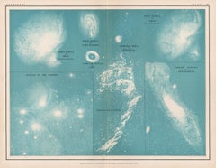 Nebulae, ancienne impression d'illustration de diagrammes de science astronomique