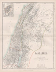 Palestine, antique Holy Land map print by Alexander Keith Johnston, 1901