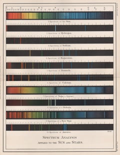 Spectrum Analysis Applied to the Sun and Stars, antique astronomy diagram print