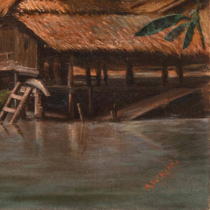 'On the Menam River, Bangkok, Siam', Early Australian Artist, Thailand, Siamese  - Painting by Alexander Kerr