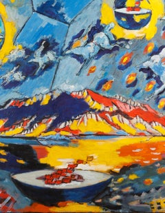Un troupeau de chevaux sauvages. Par Alexander Kishchenko. 1996. Huile sur toile. 100/140 cm