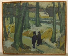 Alexander Klingspor, Oil on Canvas, Modernist Forest Motif, 1936