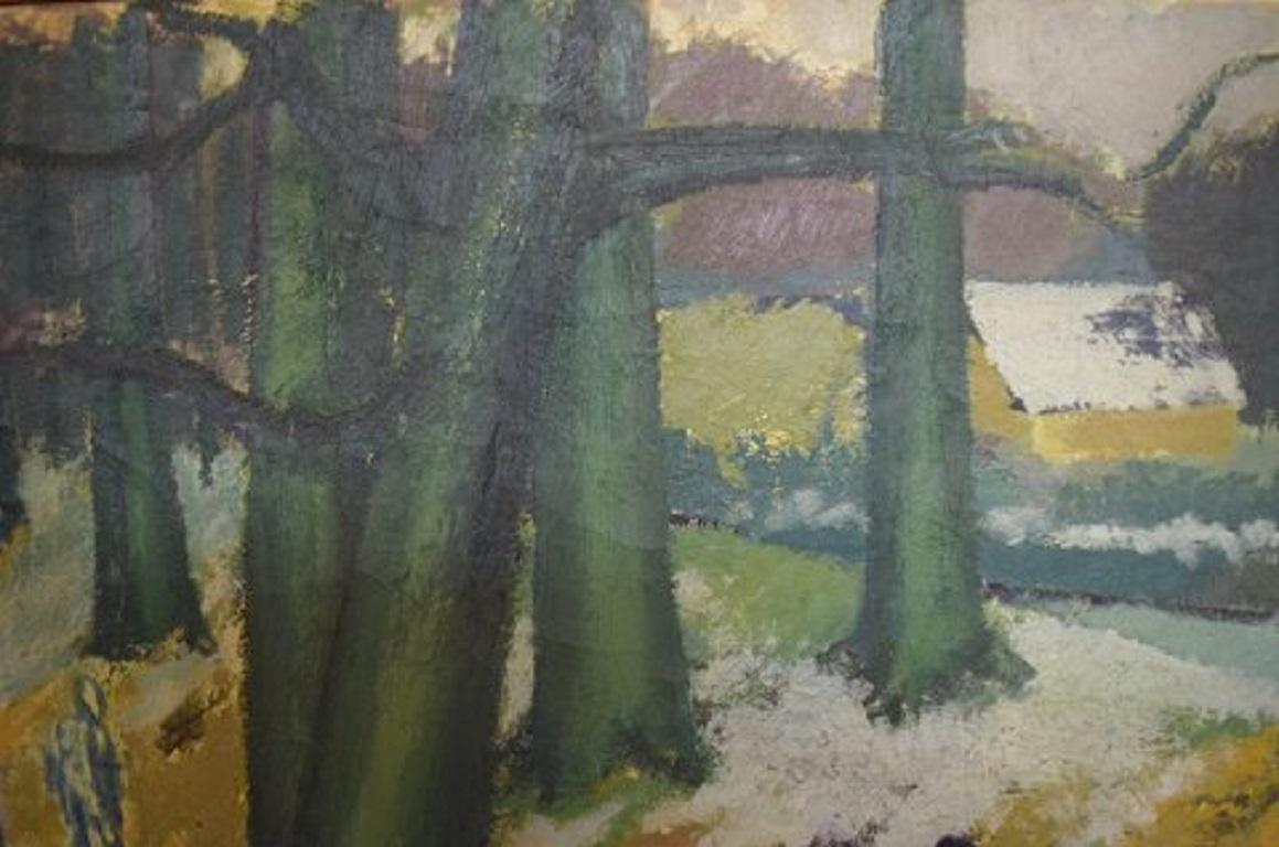 Danish Alexander Klingspor, Oil on Canvas, Modernist Forest Motif, 1936