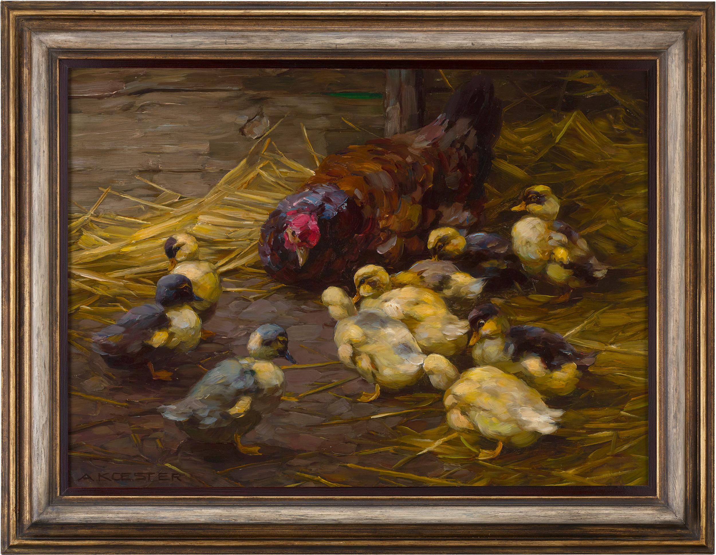 Alexander Koester
1864-1932  Allemand

Des canetons et une mère poule

Signé 