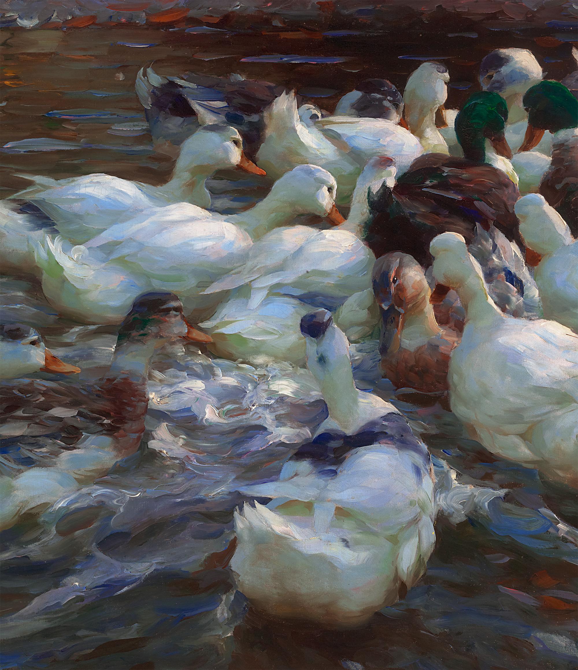 Sechzehn Enten im Abend von Alexander Koester im Angebot 3