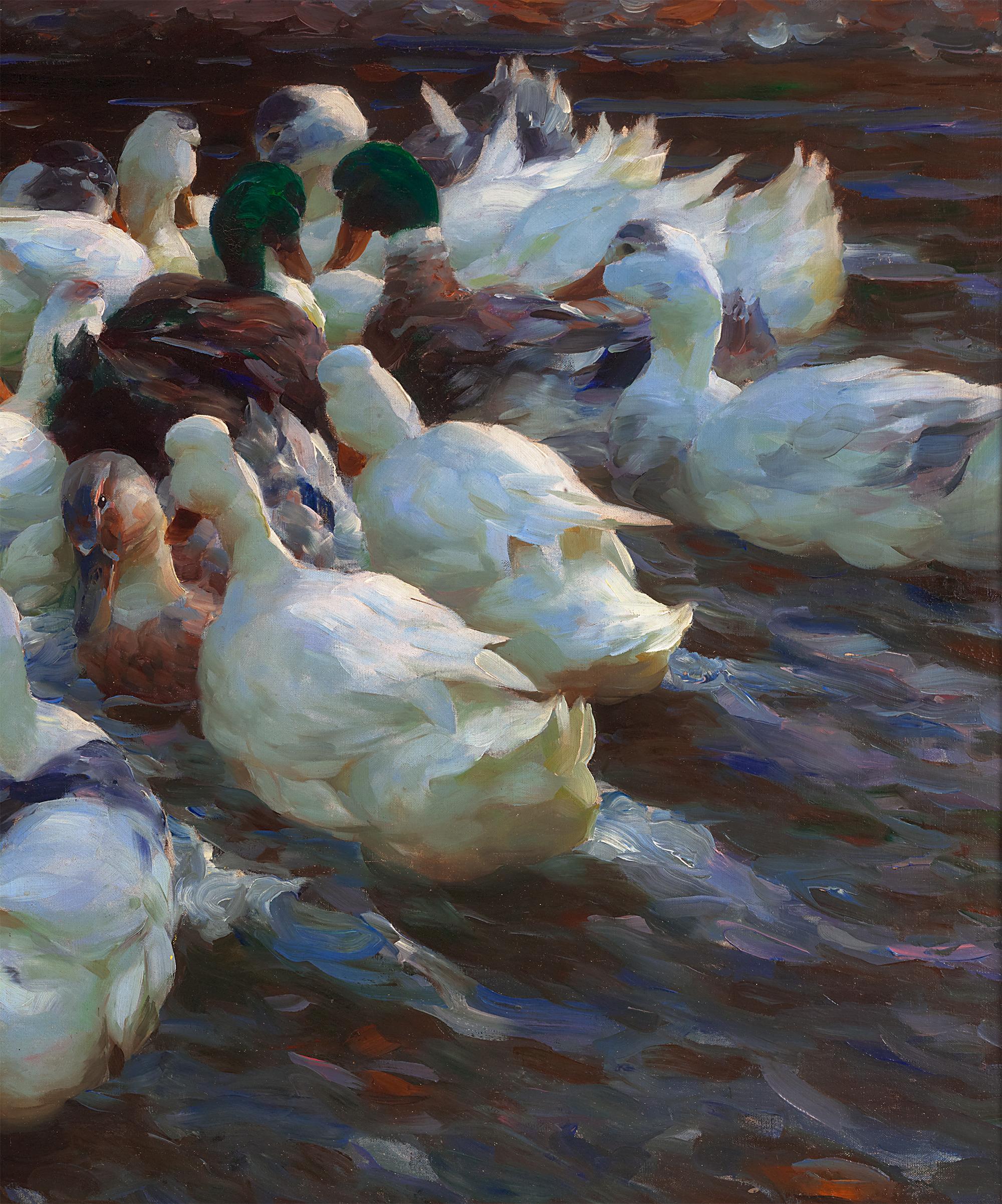Sechzehn Enten im Abend von Alexander Koester im Angebot 4
