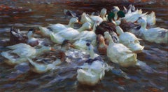 Sixteen Ducks in the Evening by Alexander Koester
