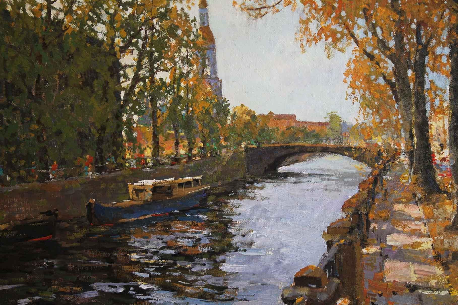 Griboedov Canal - Impressionist Painting by Alexander Kremer