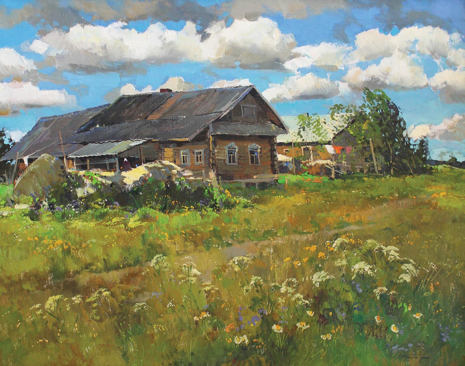 Alexander Kremer Landscape Painting – Altes Haus, Juli