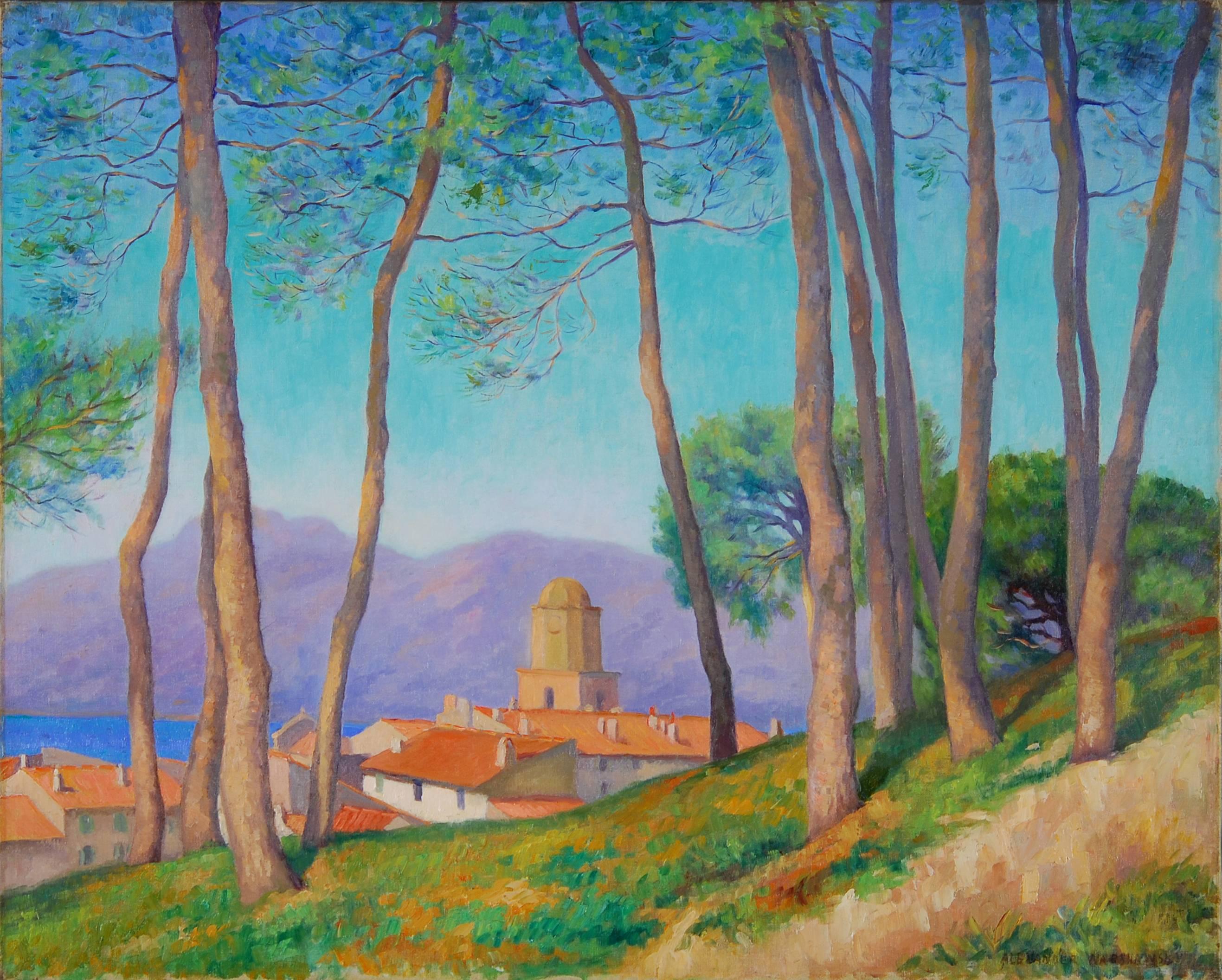 Alexander L. Warshawsky Landscape Painting - The Port of San Tropez
