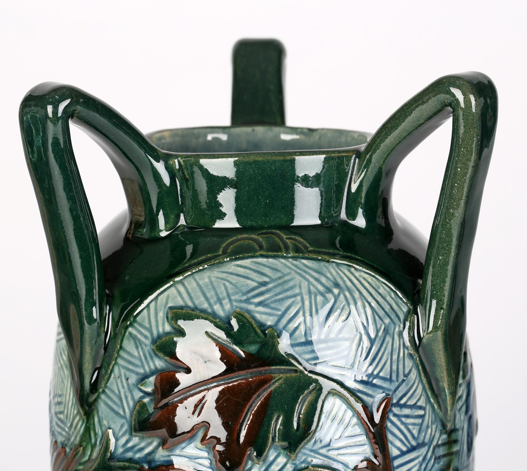 Alexander Lauder Three Handled Sgraffito Art Pottery Vase with Birds 4