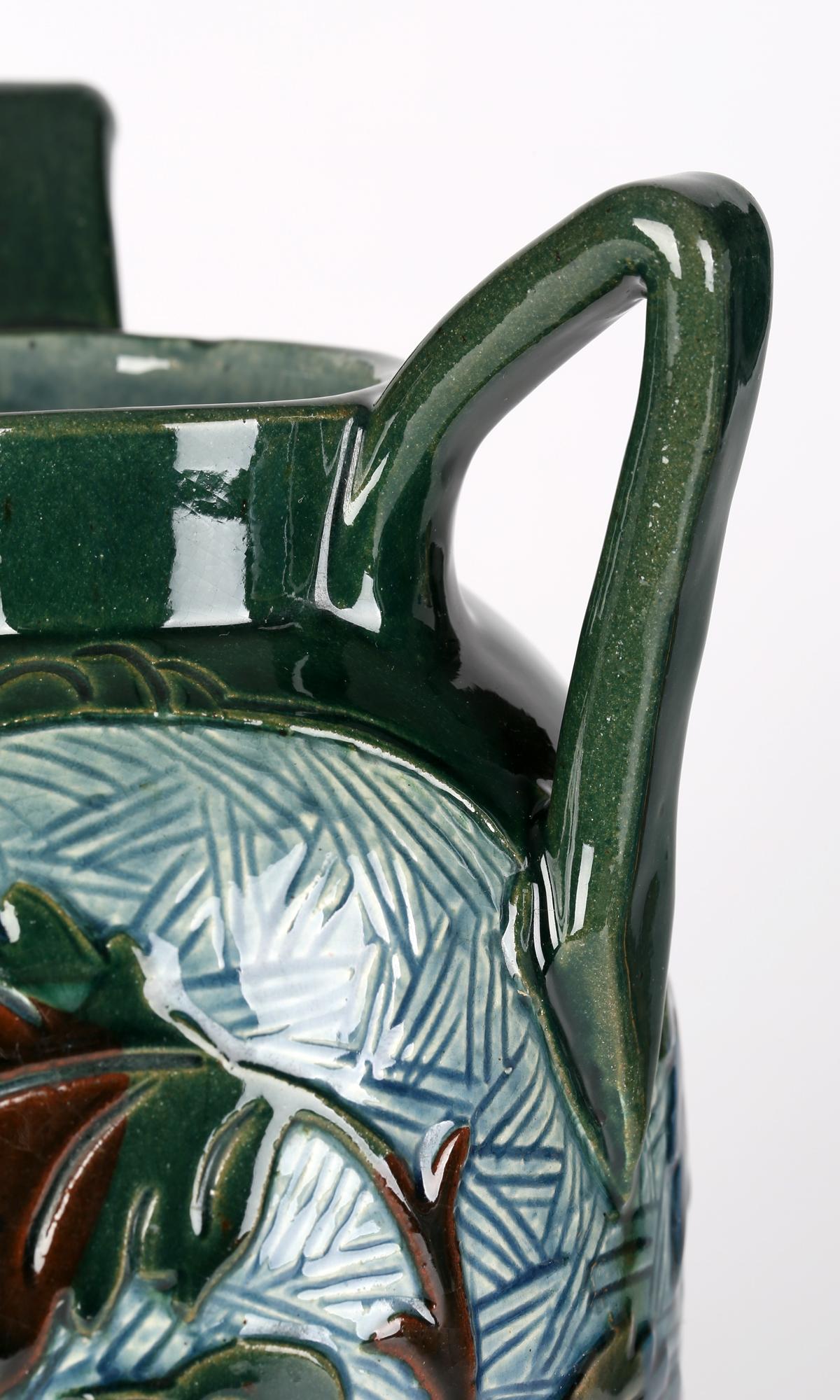 Alexander Lauder Three Handled Sgraffito Art Pottery Vase with Birds 6