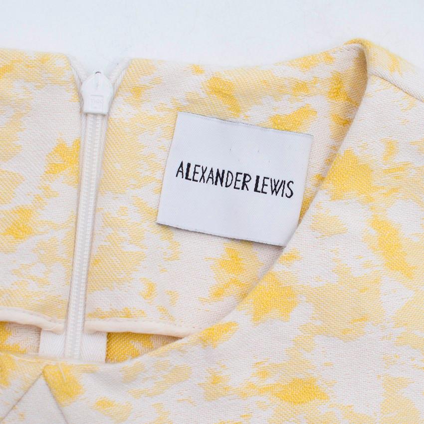 Alexander Lewis White and Yellow Paneled Mini Dress - Size US 4 For Sale 2