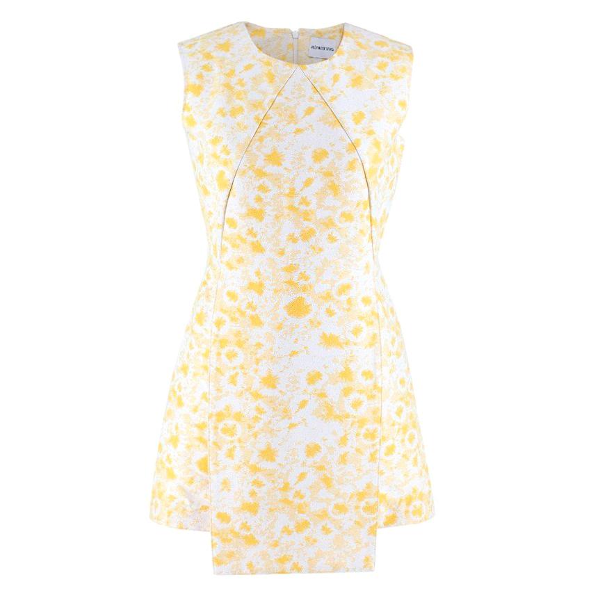 Alexander Lewis White and Yellow Paneled Mini Dress - Size US 4 For Sale