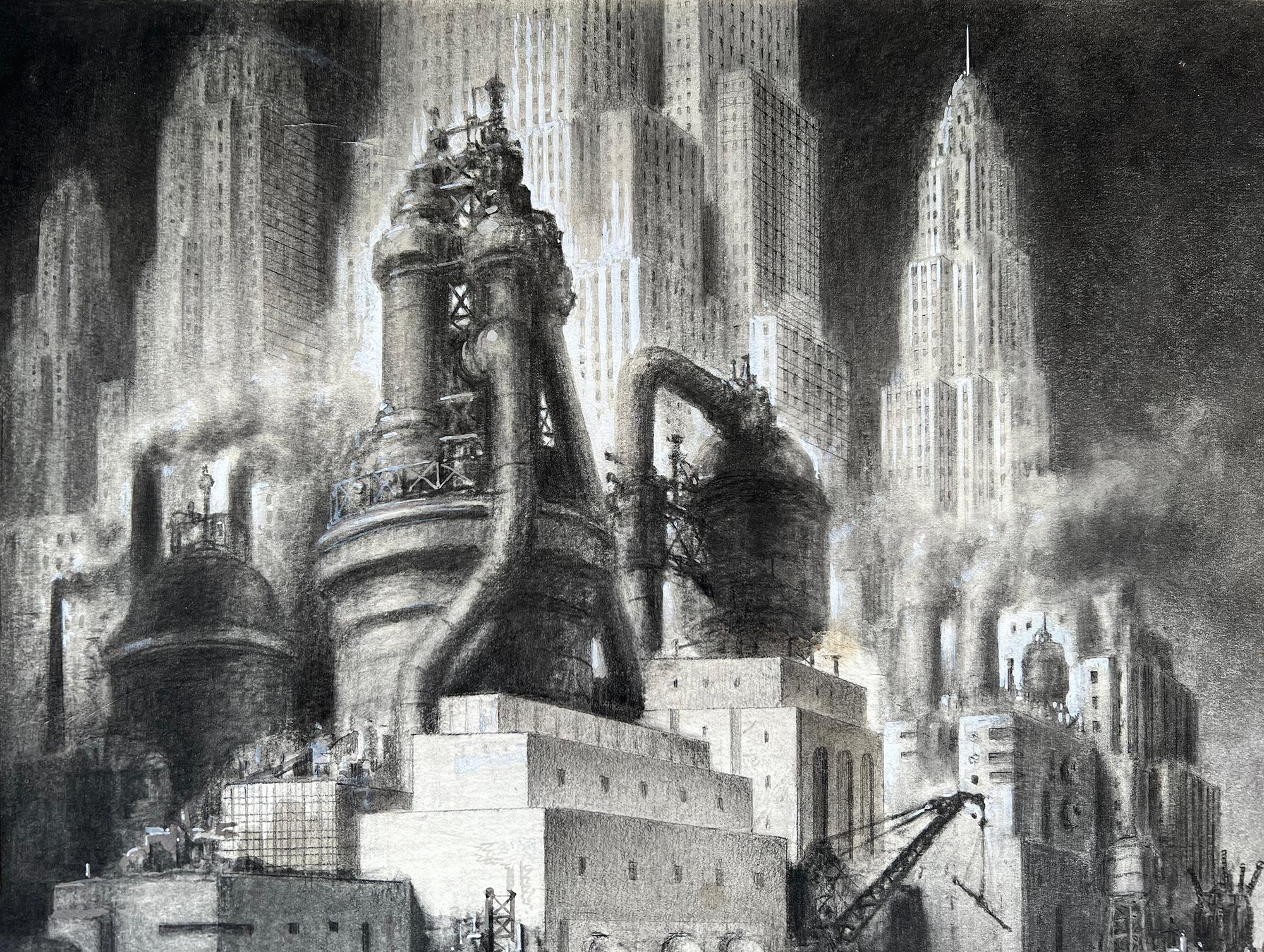 Vision futuriste  - « Mid-Century New York Skyline » (Licence de l'industrie de New York) en vente 8