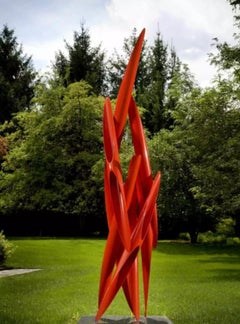 "Aim I" Alexander Liberman, Bright Red, Large Modernist Metal Sculpture