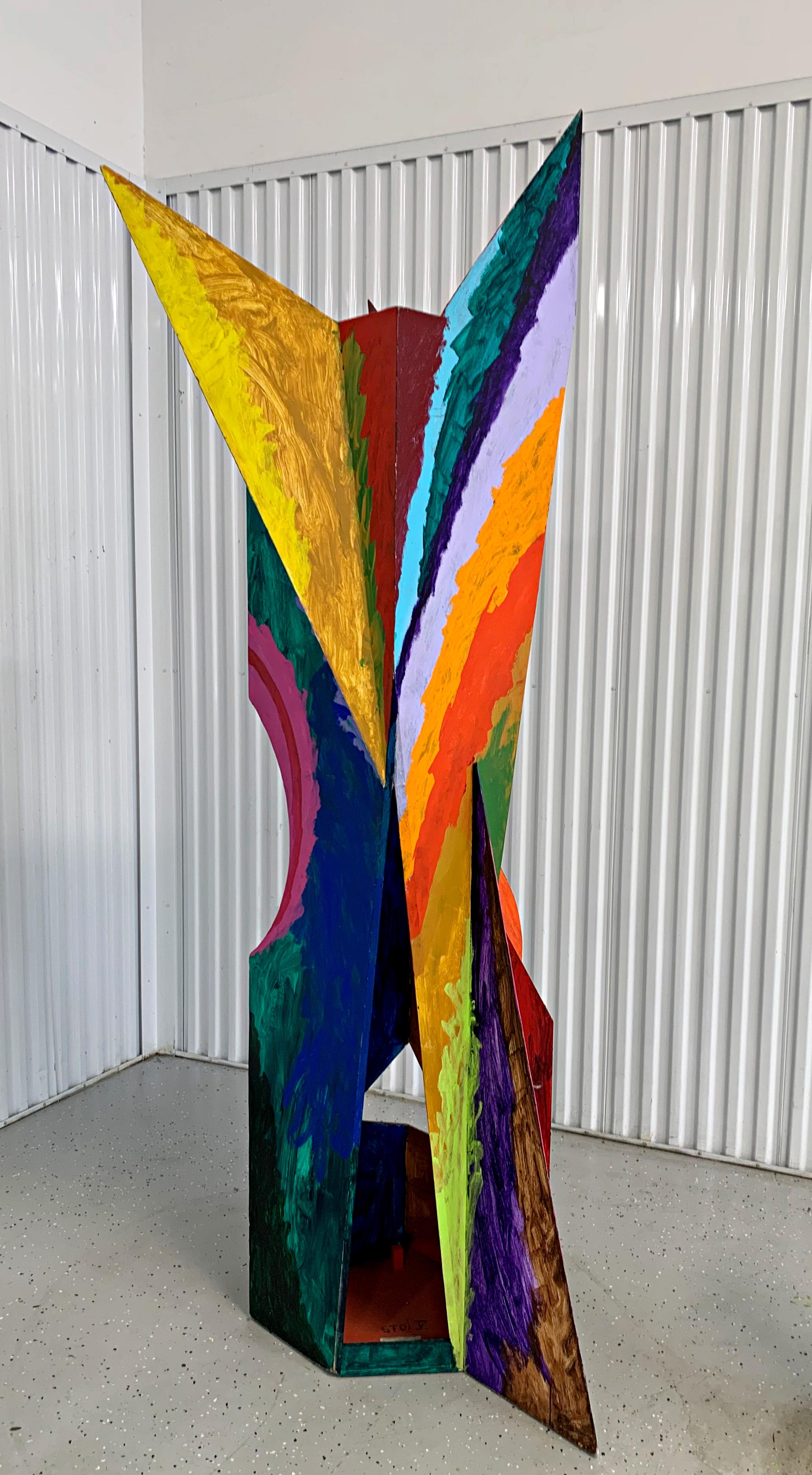 STOI V, unique dazzling large indoor painted wood sculpture by important artist  - Sculpture by Alexander Liberman