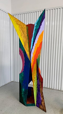 STOI V, unique dazzling large indoor painted wood sculpture by important artist