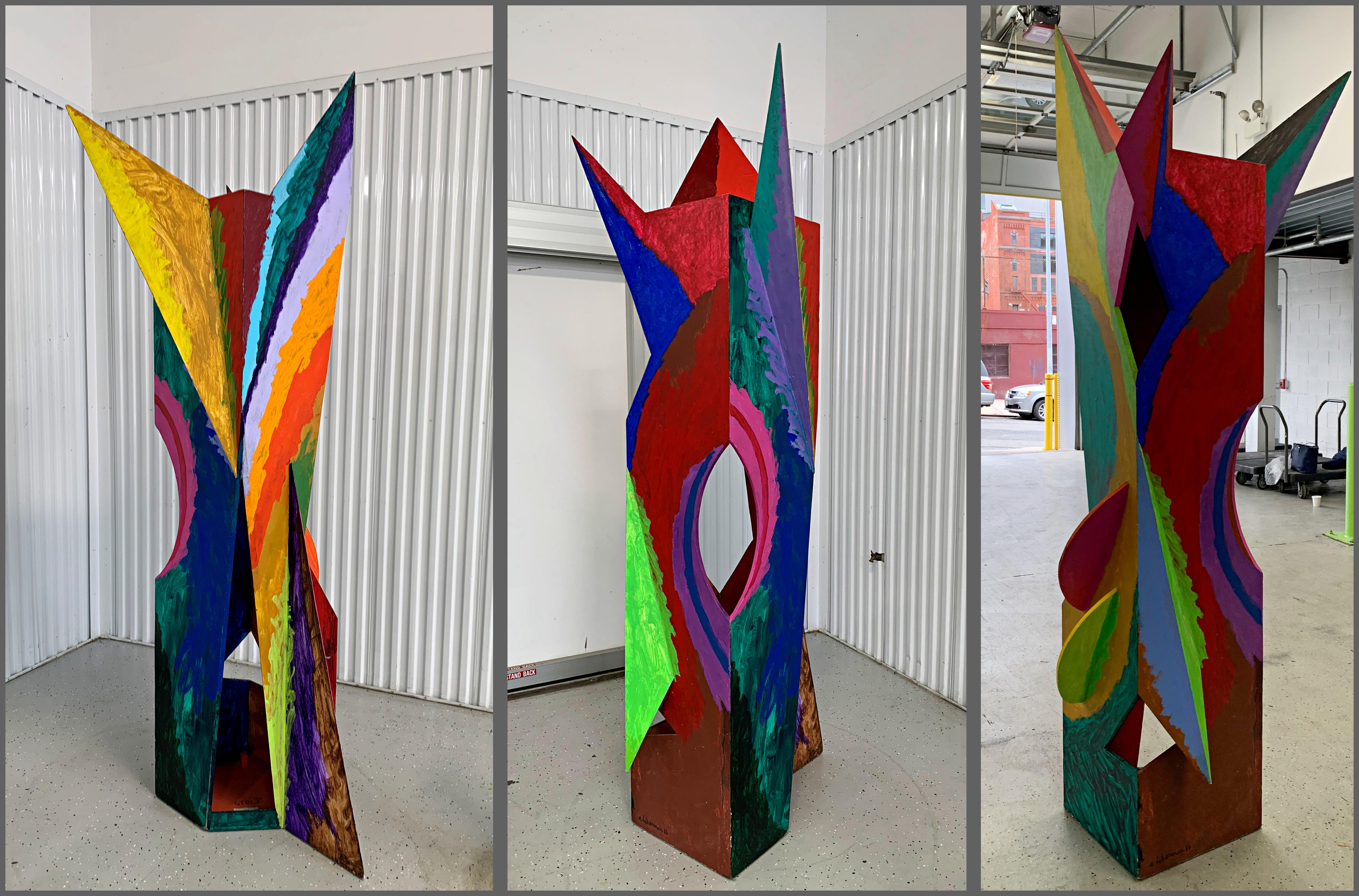 Alexander Liberman Abstract Sculpture - STOI V, unique dazzling large indoor painted wood sculpture by important artist 