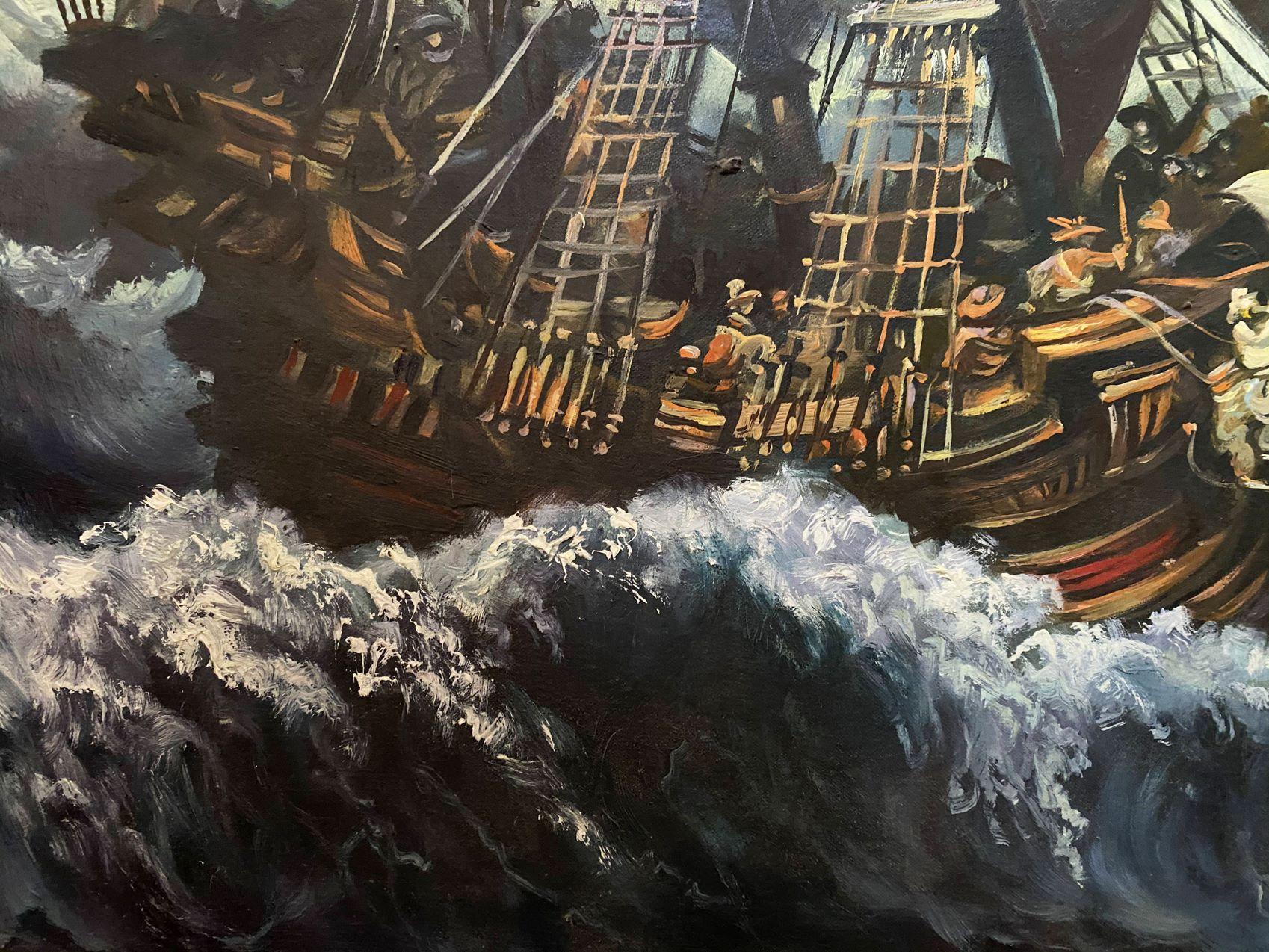 Artist: Alexander Litvinov
Work: Original oil painting, handmade artwork, one of a kind 
Medium: Oil on Canvas
Style: Classic Figurative
Year: 2009
Title: 17th Century Ships
Size: 19.5
