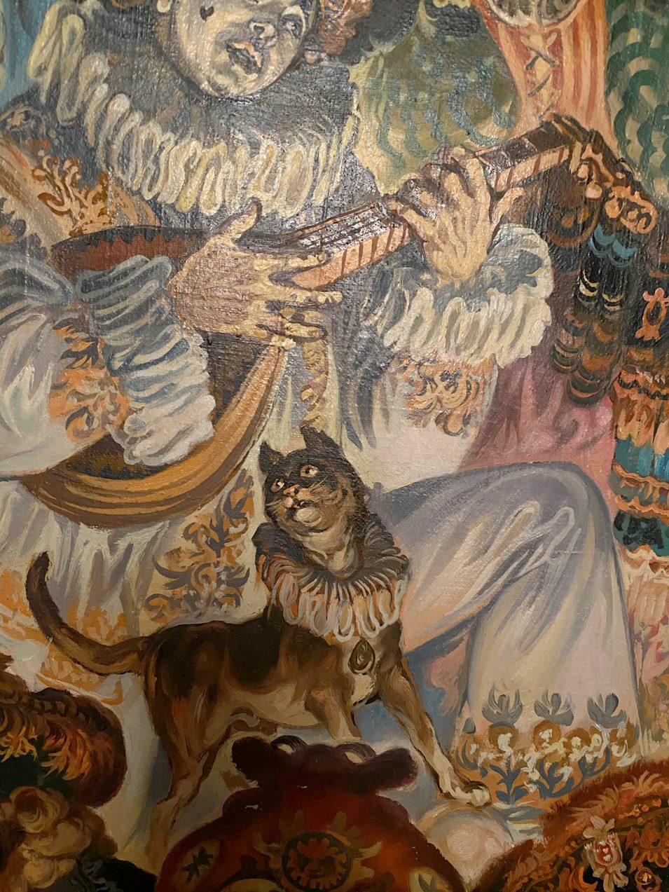 18th century masquerade, Figurative, Original oil Painting, Ready to Hang For Sale 2