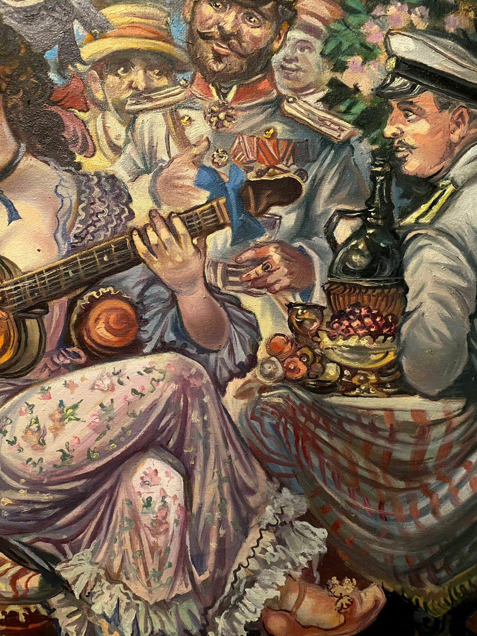 Anno 1904, Festa, Arte figurativa Pittura ad olio originale, pronta per essere appesa in vendita 5