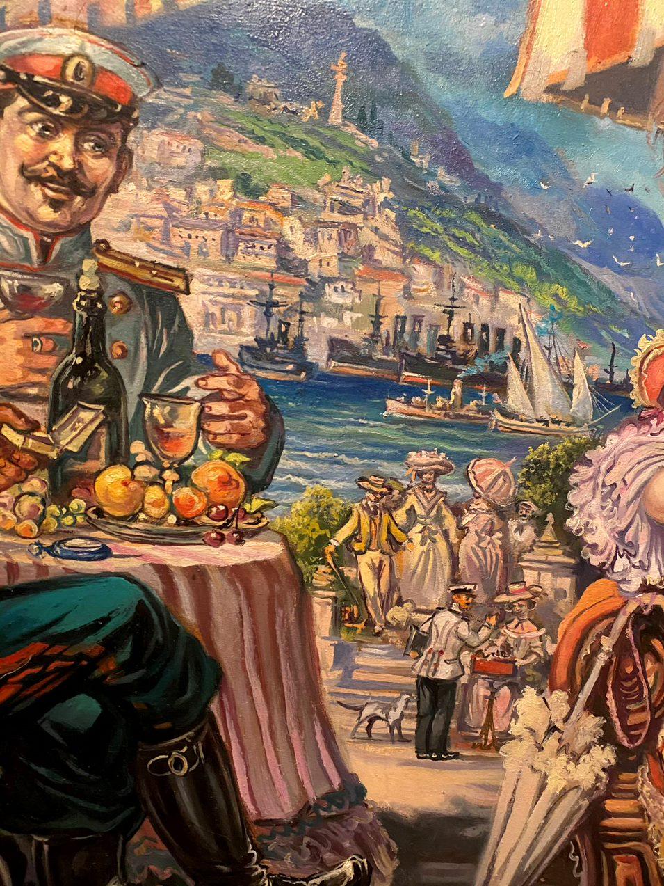 Anno 1904, Festa, Arte figurativa Pittura ad olio originale, pronta per essere appesa in vendita 1