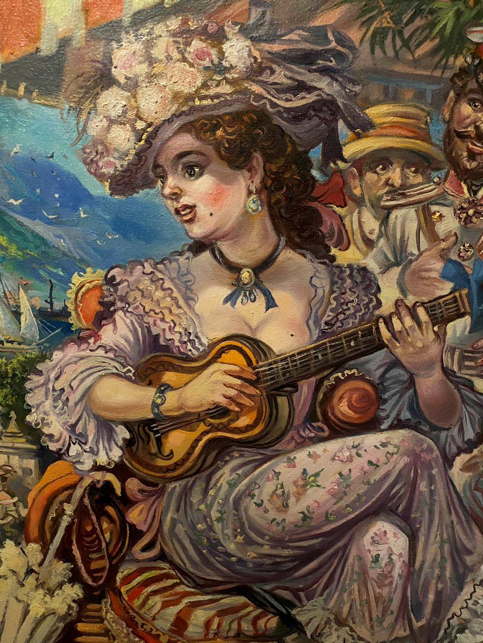 Anno 1904, Festa, Arte figurativa Pittura ad olio originale, pronta per essere appesa in vendita 3